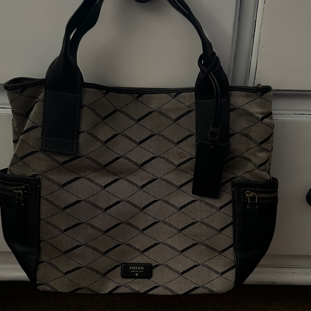 Fossil Black and grey Tote Bag